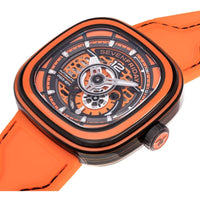SevenFriday Men's Watch - PS Series CCO Semi-Skeleton Dial Orange Strap | PS3-03 ,