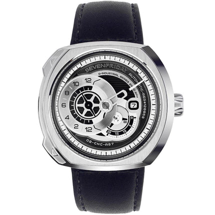 SevenFriday Men's Watch - Q Series Power Reserve Black and Silver Tone Dial | Q1-03 ,