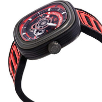 SevenFriday Men's Watch - Racing Team Automatic Black and Red Dial Strap | P3B-06 ,