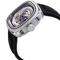 SevenFriday Men's Watch - S Series Power Reserve Black Leather Strap SS Case | S1-01 ,