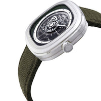 SevenFriday Men's Watch - T Series Power Reserve Green and Silver Dial Strap | T2-01 ,