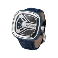 SevenFriday Men's Watch - Urban Explorer Black and Silver Dial Denim Strap | M1B-01 ,