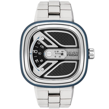 SevenFriday Men's Watch - Urban Explorer Black and Silver Dial SS Bracelet | M1B-01M ,