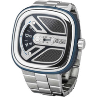 SevenFriday Men's Watch - Urban Explorer Black and Silver Dial SS Bracelet | M1B-01M ,