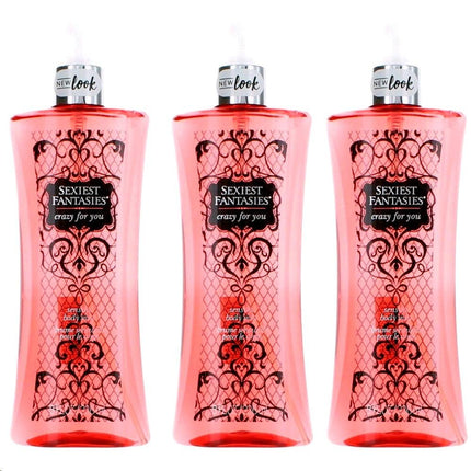 Sexiest Fantasies Crazy for You by Parfums De Coeur, 3 Pack 8 oz Body Mist for Women ,