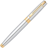 Sheaffer 300 Fountain Pen - Bright Chrome with Polished Gold Tone Trim | E09342 ,