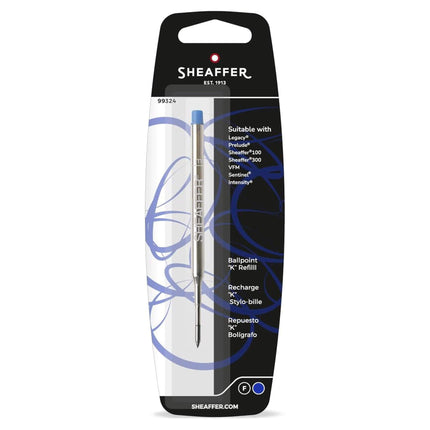 Sheaffer Refill - K Style Long Lasting and Dependable Blue Ink Fine Ballpoint | 99324 ,