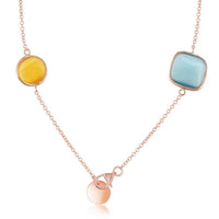 Women's Necklace Sterling Silver Robin Blue, Pink, Green and Mango ,