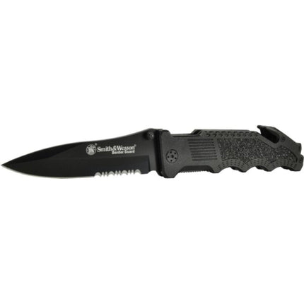 Smith & Wesson Folding Knife - Border Guard Black Coated Aluminum Handle | SWBG1S ,