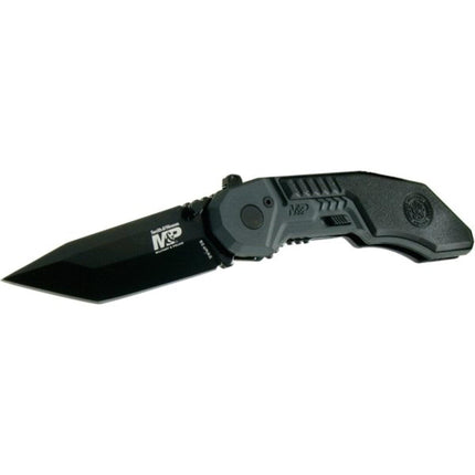 Smith & Wesson Folding Knife - Tanto Point Steel Blade Grey Aluminum Handle | SWMP3B ,