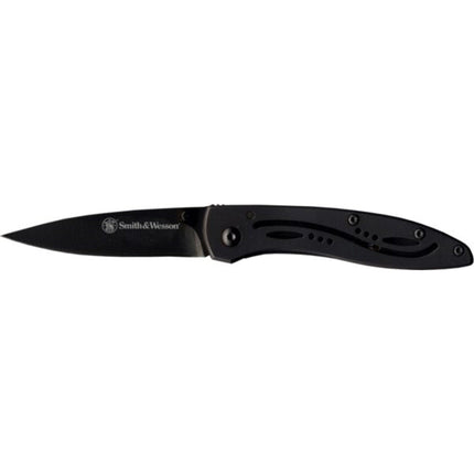 Smith & Wesson Folding Pocket Knife - Drop Point Blade Black Steel Handle | CKLPB ,