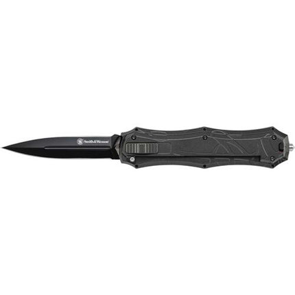 Smith and Wesson OTF Knife - Black Dagger Style Blade Aluminum Handle | SWOTF9B ,