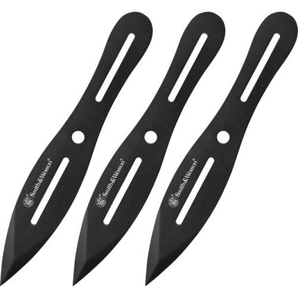 Smith and Wesson Throwing Knives - Bullseye Black Dual Edged, Pack of 3| SWTK8BCP ,