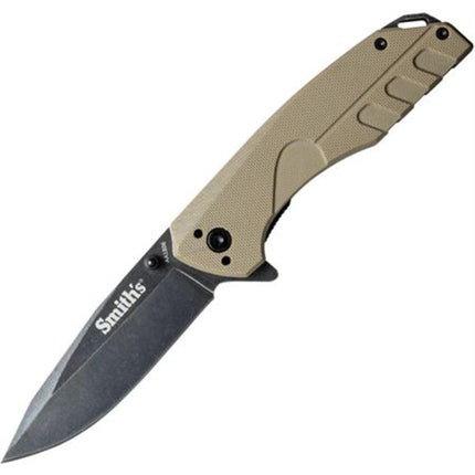 Smith's Folding Knife - BattlePlan G10 Desert Tan Handle with Linear Lock | 50995 ,