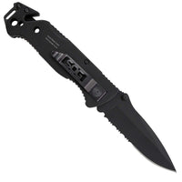 SOG Folding Knife - Escape Black Partially Serrated Clip Point Steel Blade | FF25-CP ,