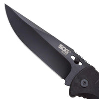SOG Folding Knife - Salute Black Clip Point Straight Edge Steel Blade | FF11-CP ,