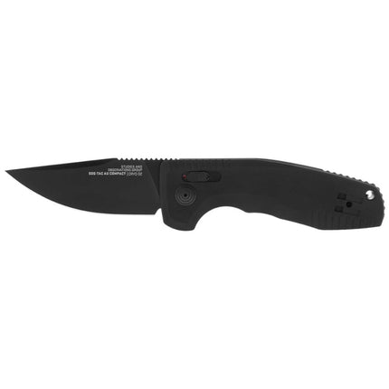 SOG Folding Knife - Tac AU Compact Black Drop Point Plain Edge Blade | 15-38-07-57 ,
