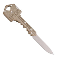 SOG Key Knife - Drop Point Satin Steel Blade Folding with Brass Handle | KEY102-CP ,