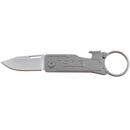 SOG Keytron Folding Knife - Plain Clip Point Steel Blade with SS Handle | KT1001-CP ,