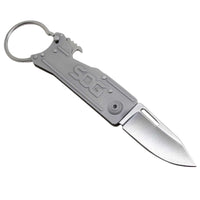 SOG Keytron Folding Knife - Plain Clip Point Steel Blade with SS Handle | KT1001-CP ,