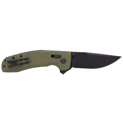 SOG Knife - Tac XR SS Blade OD Green Handle CRYO D2 Steel Blade Folding | 12-38-02-41 ,