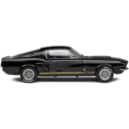 Solido 1/18 Diecast Model Car - 1967 Shelby GT500 Black with Gold Stripes ,