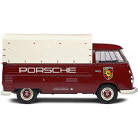 Solido 1/18 Scale Model Pickup Truck - Porsche Service 1950 Volkswagen T1 Dark Red ,