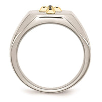 Stainless Steel 14k w/ Sapphire Cross Ring ,