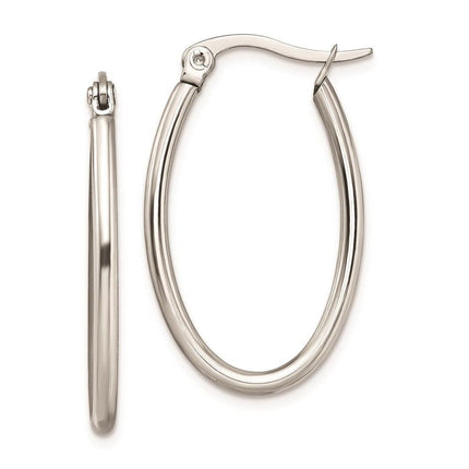 Stainless Steel 18mm Diameter Oval Hoop Earrings ,