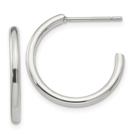 Stainless Steel 19mm Diameter J Hoop Post Earrings ,