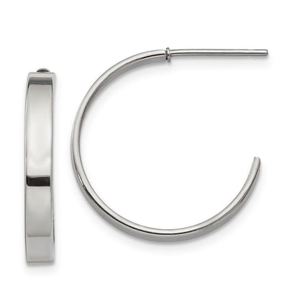 Stainless Steel 20mm Diameter J Hoop Post Earrings ,
