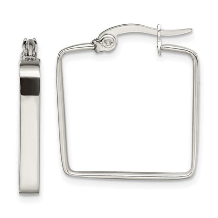 Stainless Steel 20mm Square Hoop Earrings ,