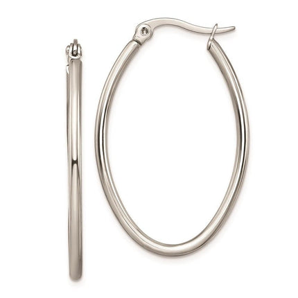 Stainless Steel 25mm Diameter Oval Hoop Earrings ,