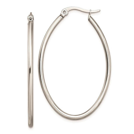 Stainless Steel 30mm Diameter Oval Hoop Earrings ,