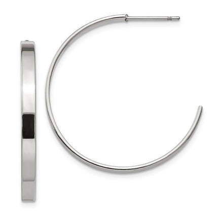 Stainless Steel 33mm Diameter J Hoop Post Earrings ,
