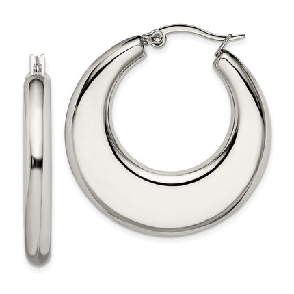 Stainless Steel 35mm Hollow Hoop Earrings ,