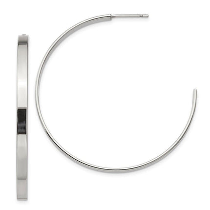 Stainless Steel 44mm Diameter J Hoop Post Earrings ,