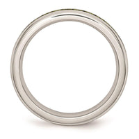 Stainless Steel 4mm August Light Green CZ Ring ,