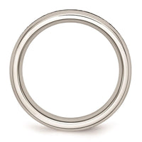 Stainless Steel 4mm March Light Blue CZ Ring ,