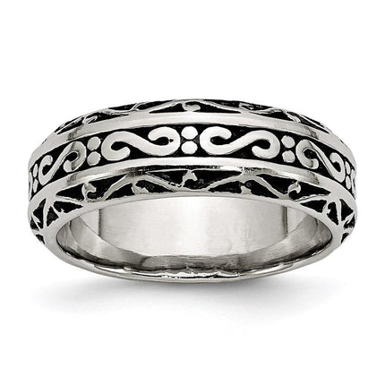 Stainless Steel 7mm Antiqued Band ,
