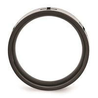 Stainless Steel 7mm Black IP-plated Crosses Brushed/Polished Band ,