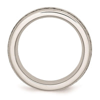 Stainless Steel 7mm Double Row CZ Ring ,