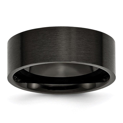 Stainless Steel 8mm Black IP-plated Brushed Flat Band ,