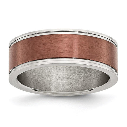 Stainless Steel 8mm Brown IP-plated Brushed & Polished Band ,