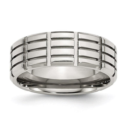 Stainless Steel 8mm Grooved Polished Band ,