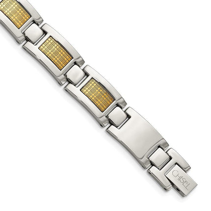 Stainless Steel & 18k Gold Foil 8.25in Bracelet ,