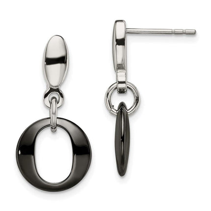 Stainless Steel and Ceramic Polished Post Dangle Earrings ,