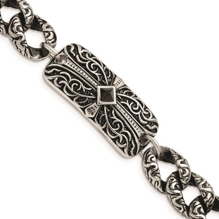 Stainless Steel Antiqued 9in Bracelet ,