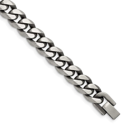 Stainless Steel Antiqued and Brushed 10.5mm Curb 8.5in Bracelet ,