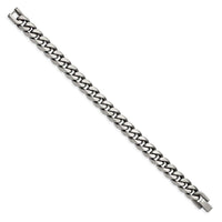Stainless Steel Antiqued and Brushed 10.5mm Curb 8.5in Bracelet ,